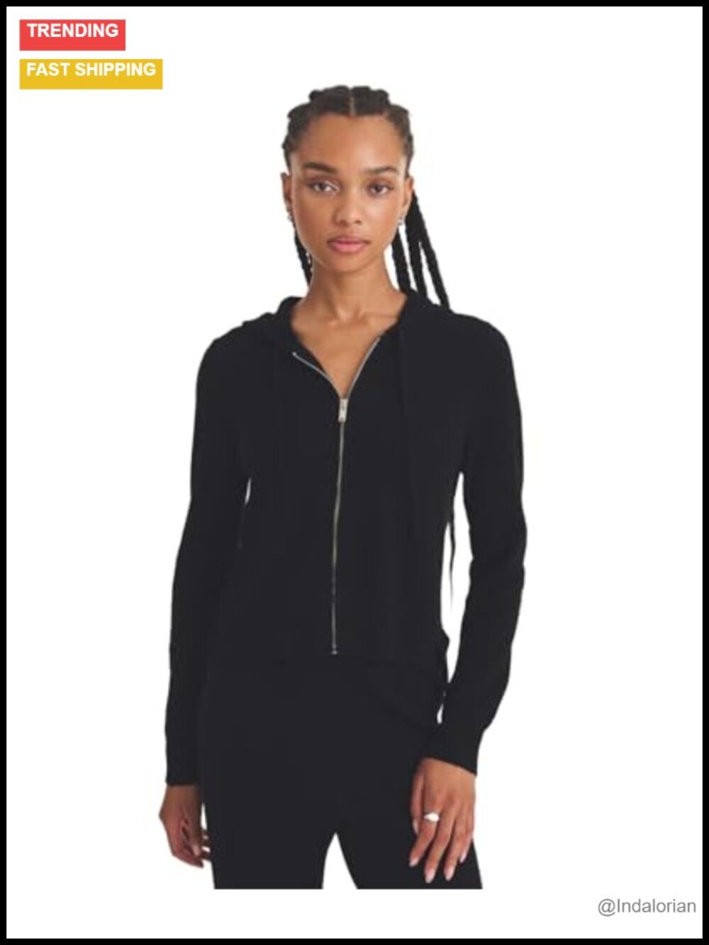 Cashmere Cropped Zip Up Hoodie